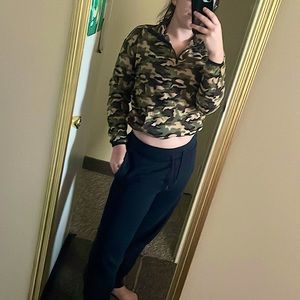 Cropped 1/4 Zip Camo Long Sleeve